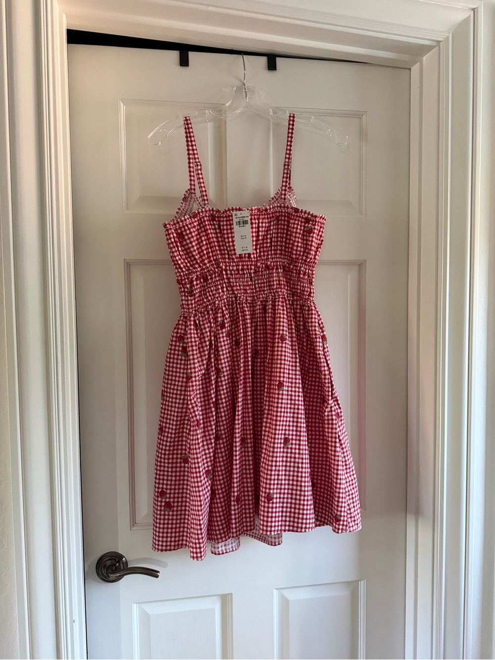 Abercrombie & Fitch Red Gingham Smocked Mini Dress - Picture 2 of 3